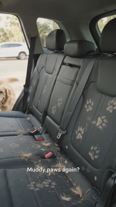 Dog seat cover installation demonstration in a vehicle